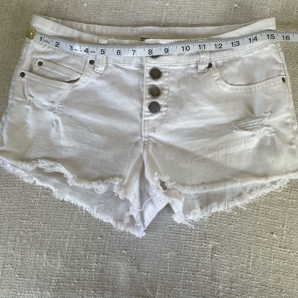 Billabong White Frayed Jean Shorts